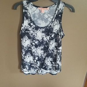 Black and white tank top with tie in front